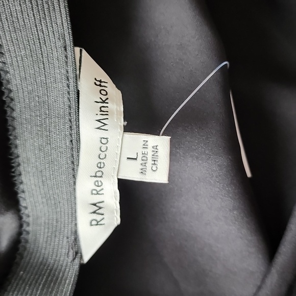 RM‎ REBECCA MINKOFF Black Satin Midi Skirt Women's Large NWT - Picture 3 of 6